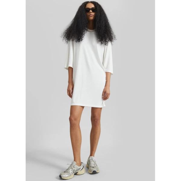 The Frankie Shop Sian Oversized T-Shirt Dress - White - Oversized Minimalist Dresses in White - Shop at Luxury Shoes 