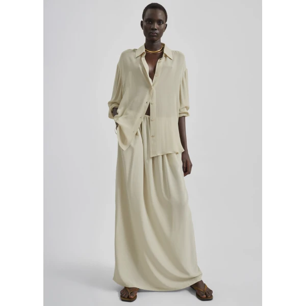 The Frankie Shop Sibena Silk Maxi Skirt - Cement - Oversized Minimalist Skirts in Grey - Shop at Luxury Shoes 