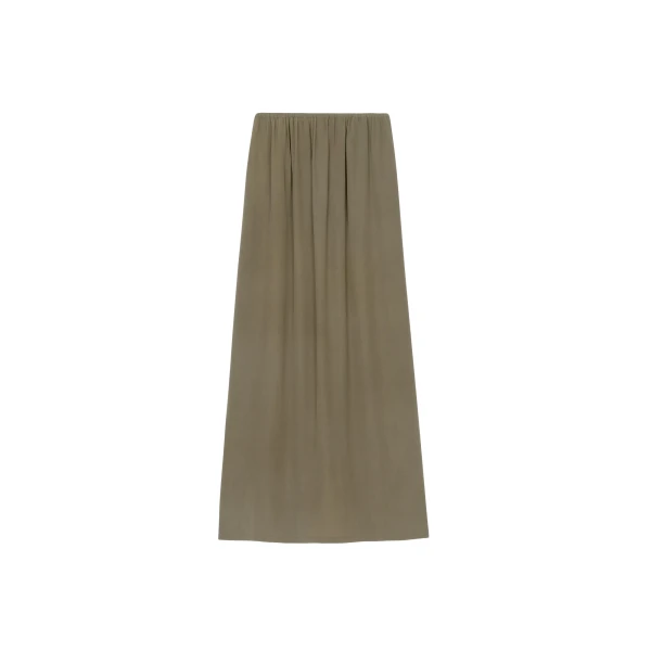 The Frankie Shop Sibena Silk Maxi Skirt - Khaki - Oversized Minimalist Skirts in Green - Shop at Luxury Shoes 