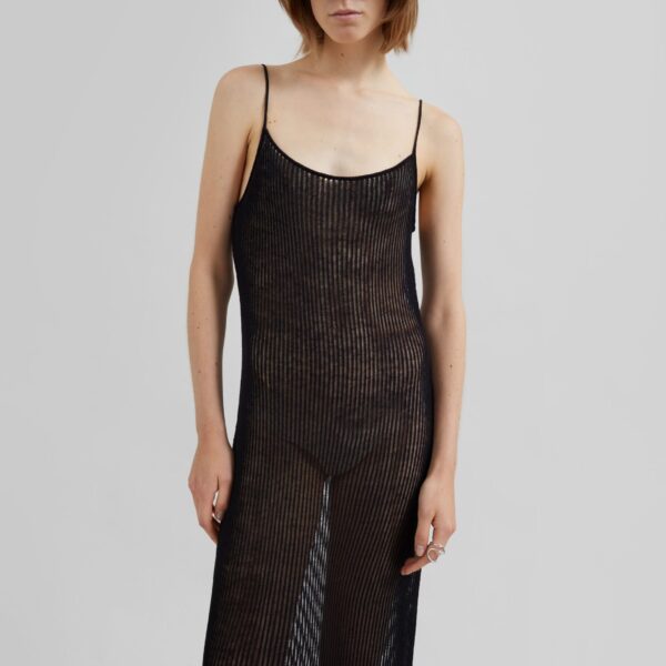 The Frankie Shop Sienna Semi Sheer Ribbed Dress – Black, view 2
