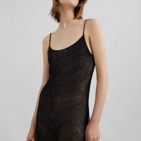 The Frankie Shop Sienna Semi Sheer Ribbed Dress – Black, view 6