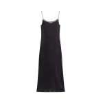 The Frankie Shop Sienna Semi Sheer Ribbed Dress - Black - Oversized Minimalist Dresses in Black - Shop at Luxury Shoes 