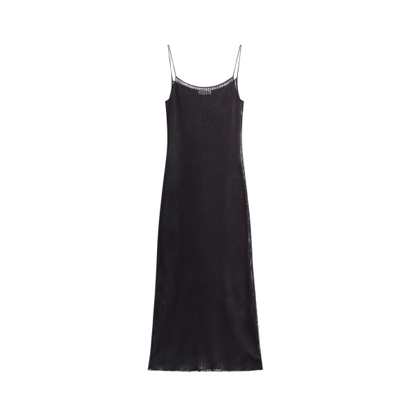 The Frankie Shop Sienna Semi Sheer Ribbed Dress - Black - Oversized Minimalist Dresses in Black - Shop at Luxury Shoes 