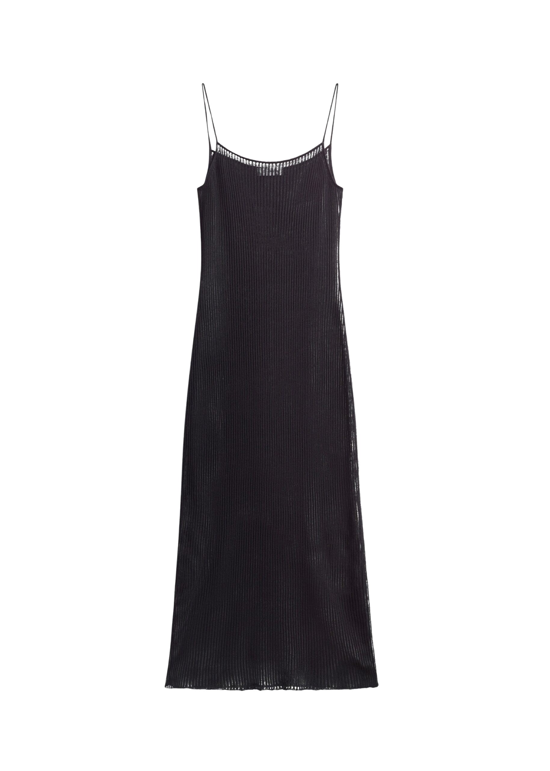 The Frankie Shop Sienna Semi Sheer Ribbed Dress - Black - Oversized Minimalist Dresses in Black - Shop at Luxury Shoes 