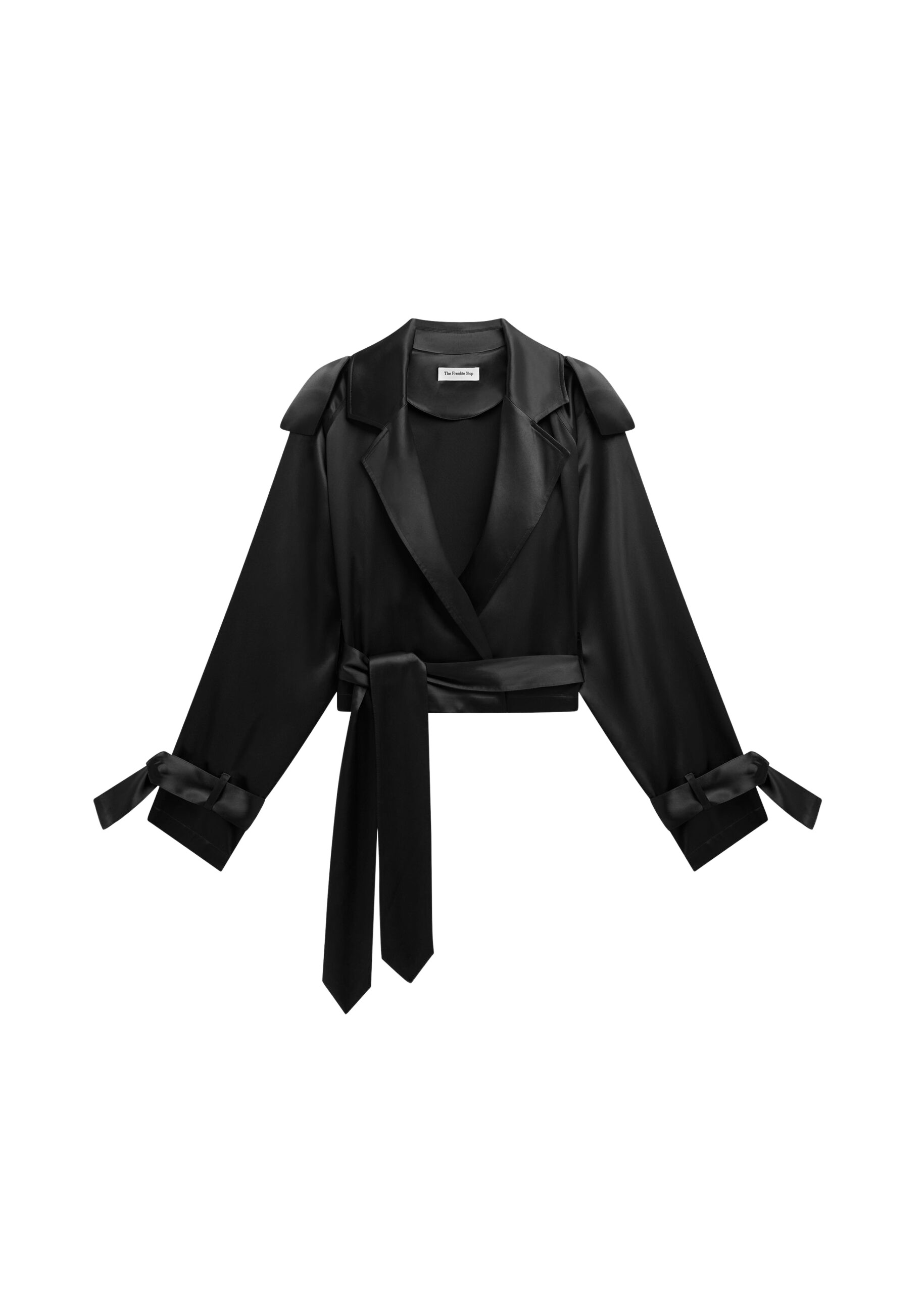 The Frankie Shop Simona Satin Short Trench – Black