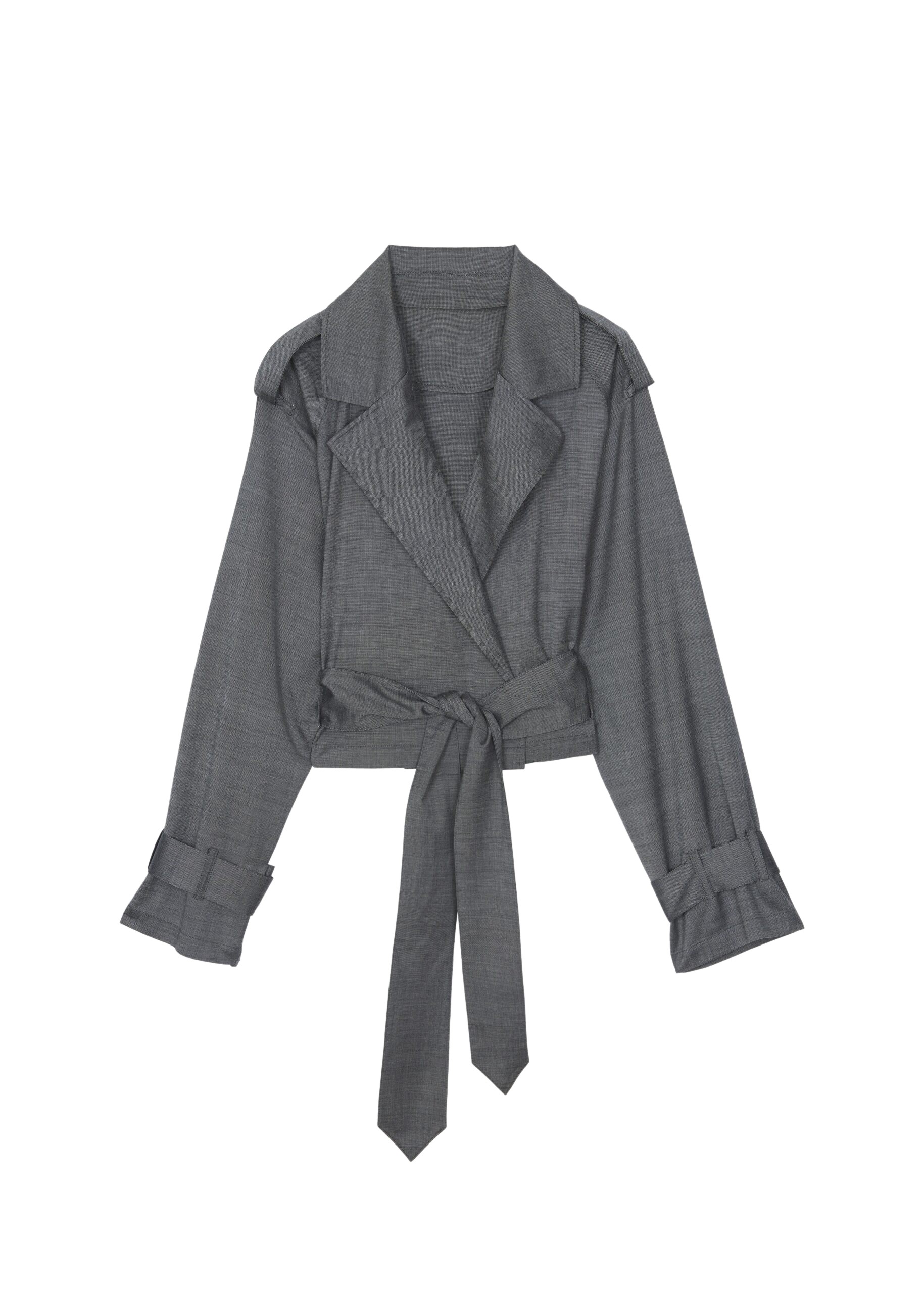 The Frankie Shop Simona Short Trench – Grey Melange