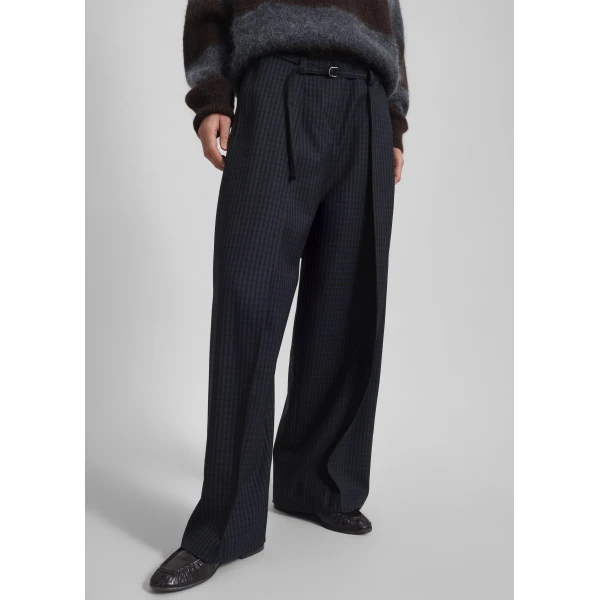 The Frankie Shop Sirsa Double Belt Loop Trousers – Black Plaid, view 2