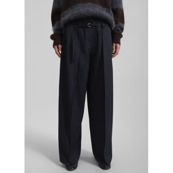 The Frankie Shop Sirsa Double Belt Loop Trousers – Black Plaid, view 5