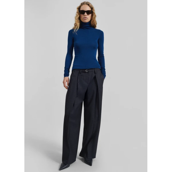 The Frankie Shop Sirsa Double Belt Loop Trousers – Black Plaid, view 6