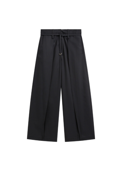 The Frankie Shop Sirsa Double Belt Loop Trousers - Black Plaid - Oversized Minimalist Pants in Multicolour - Shop at Luxury Shoes 
