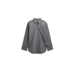 The Frankie Shop Skara Belted Shirt - Slate Grey - Oversized Minimalist Tops in Grey - Shop at Luxury Shoes 