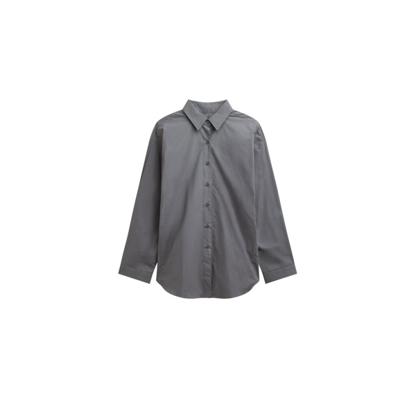 The Frankie Shop Skara Belted Shirt - Slate Grey - Oversized Minimalist Tops in Grey - Shop at Luxury Shoes 