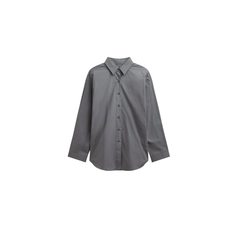The Frankie Shop Skara Belted Shirt - Slate Grey - Oversized Minimalist Tops in Grey - Shop at Luxury Shoes 