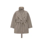 The Frankie Shop Skive Padded Short Coat - Beige Melange - Oversized Minimalist Coats in Beige - Shop at Luxury Shoes 