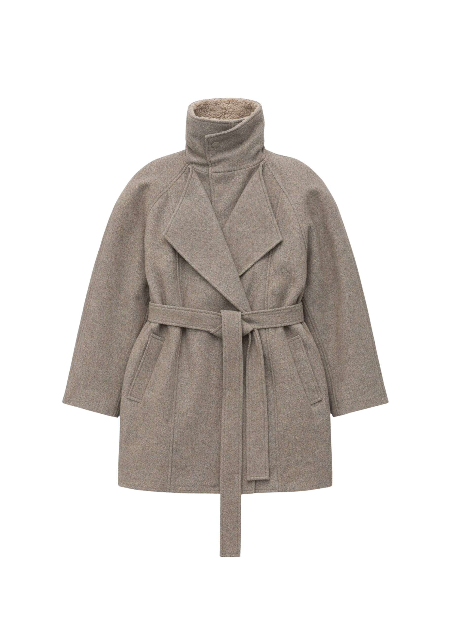 The Frankie Shop Skive Padded Short Coat – Beige Melange
