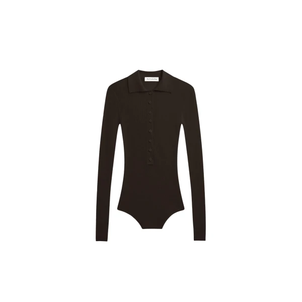 The Frankie Shop Solana Polo Bodysuit – Brown