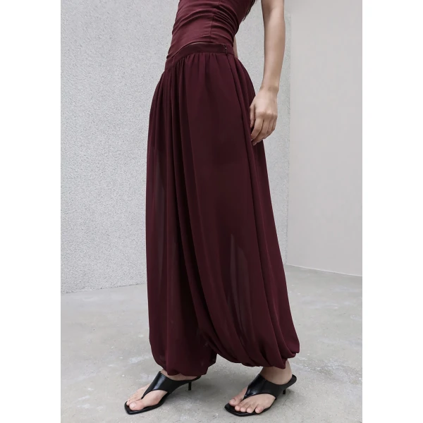 The Frankie Shop Solrae Fluid Balloon Pants - Burgundy - Oversized Minimalist Pants in Red - Shop at Luxury Shoes 