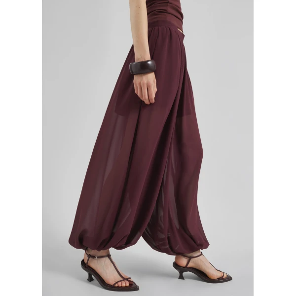The Frankie Shop Solrae Fluid Balloon Pants - Burgundy - Oversized Minimalist Pants in Red - Shop at Luxury Shoes 