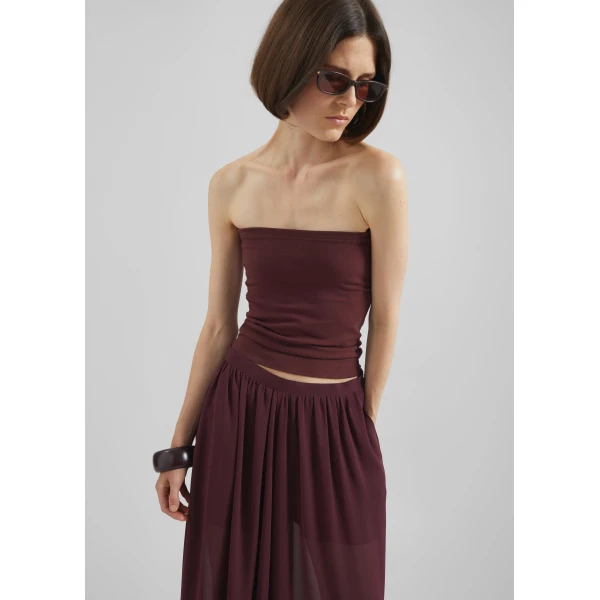 The Frankie Shop Solrae Tube Top - Burgundy - Oversized Minimalist Tops in Red - Shop at Luxury Shoes 