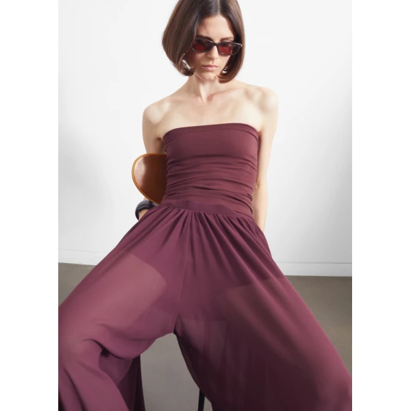 The Frankie Shop Solrae Tube Top - Burgundy - Oversized Minimalist Tops in Red - Shop at Luxury Shoes 