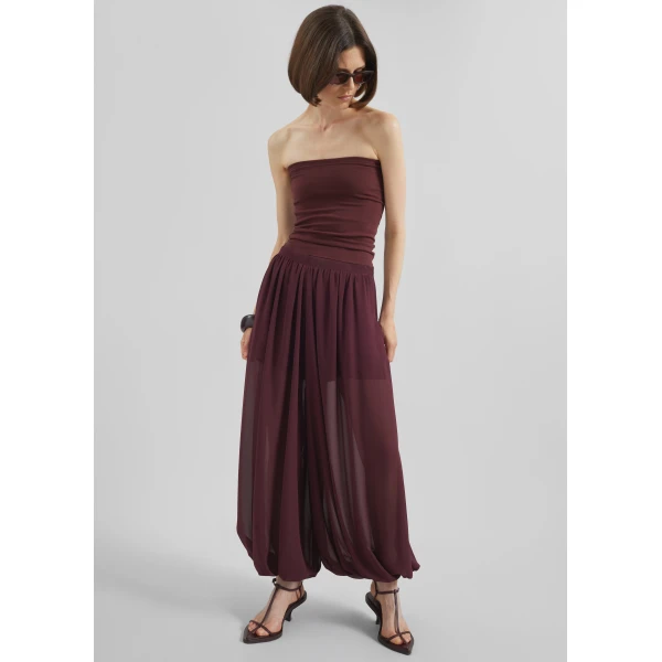 The Frankie Shop Solrae Tube Top - Burgundy - Oversized Minimalist Tops in Red - Shop at Luxury Shoes 