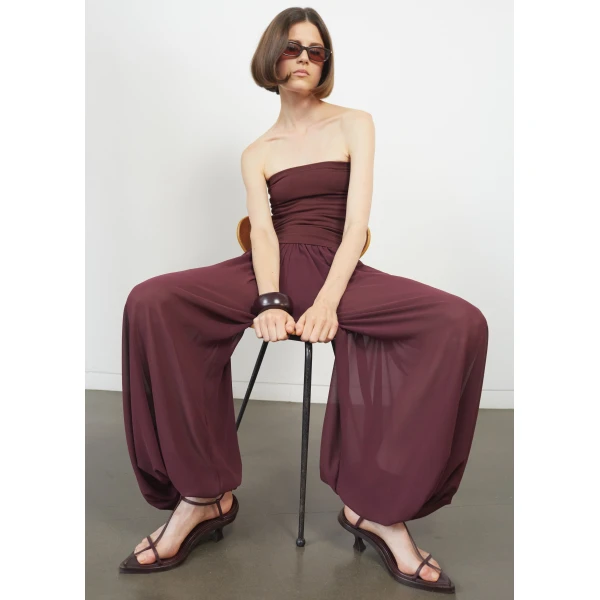 The Frankie Shop Solrae Tube Top - Burgundy - Oversized Minimalist Tops in Red - Shop at Luxury Shoes 