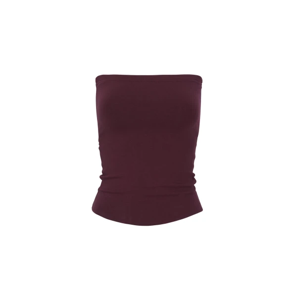 The Frankie Shop Solrae Tube Top - Burgundy - Oversized Minimalist Tops in Red - Shop at Luxury Shoes 