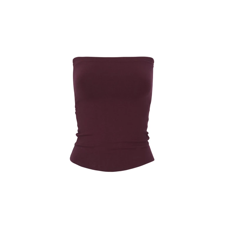 The Frankie Shop Solrae Tube Top - Burgundy - Oversized Minimalist Tops in Red - Shop at Luxury Shoes 