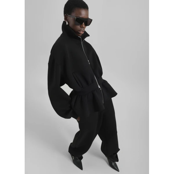 The Frankie Shop Sorelle Peplum Jacket - Black - Oversized Minimalist Jackets in Black - Shop at Luxury Shoes 
