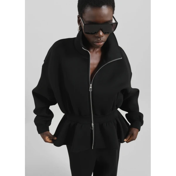 The Frankie Shop Sorelle Peplum Jacket - Black - Oversized Minimalist Jackets in Black - Shop at Luxury Shoes 