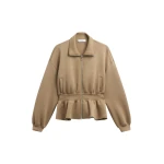 The Frankie Shop Sorelle Peplum Jacket - Camel - Oversized Minimalist Jackets in Beige - Shop at Luxury Shoes 
