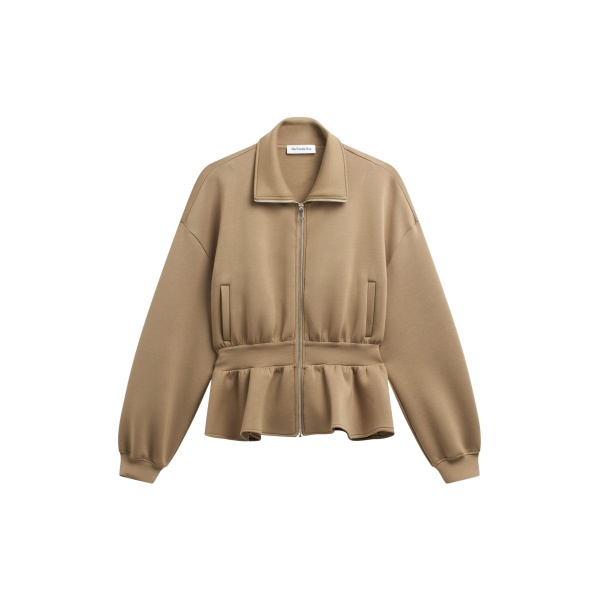 The Frankie Shop Sorelle Peplum Jacket - Camel - Oversized Minimalist Jackets in Beige - Shop at Luxury Shoes 