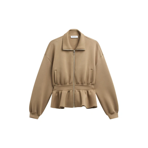 The Frankie Shop Sorelle Peplum Jacket - Camel - Oversized Minimalist Jackets in Beige - Shop at Luxury Shoes 
