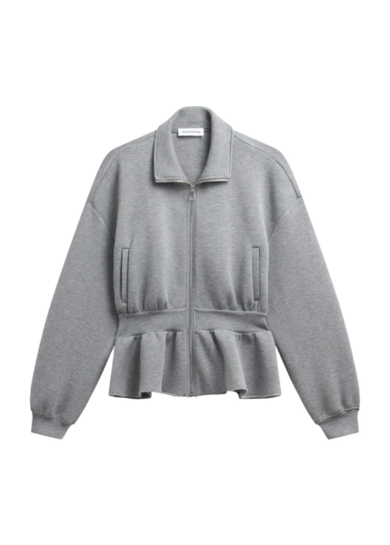 The Frankie Shop Sorelle Peplum Jacket - Grey - Oversized Minimalist Jackets in Grey - Shop at Luxury Shoes 