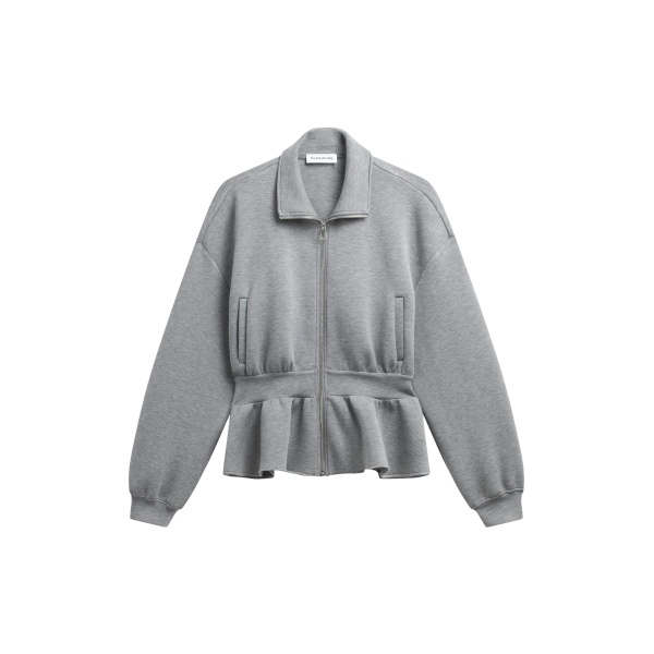 The Frankie Shop Sorelle Peplum Jacket - Grey - Oversized Minimalist Jackets in Grey - Shop at Luxury Shoes 