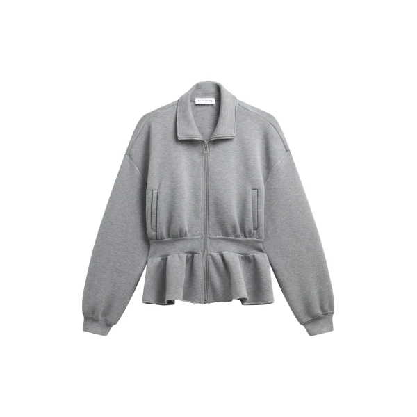The Frankie Shop Sorelle Peplum Jacket - Grey - Oversized Minimalist Jackets in Grey - Shop at Luxury Shoes 