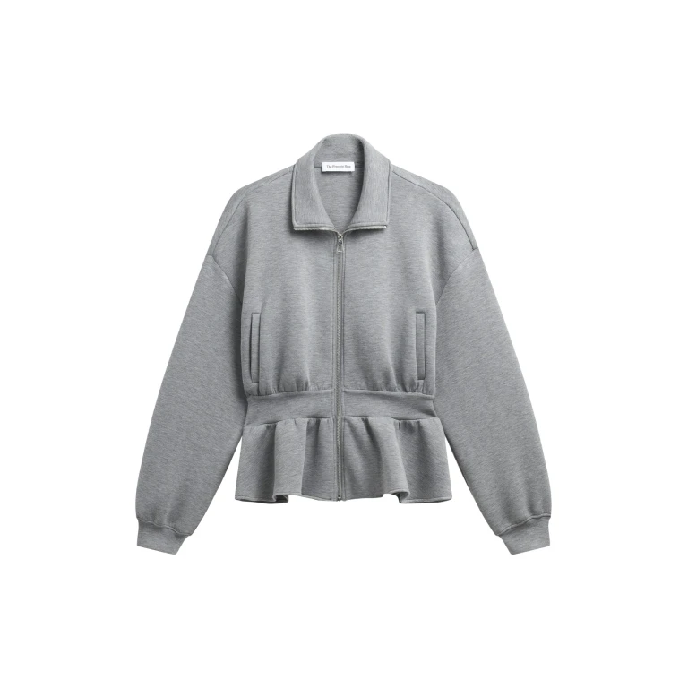 The Frankie Shop Sorelle Peplum Jacket - Grey - Oversized Minimalist Jackets in Grey - Shop at Luxury Shoes 