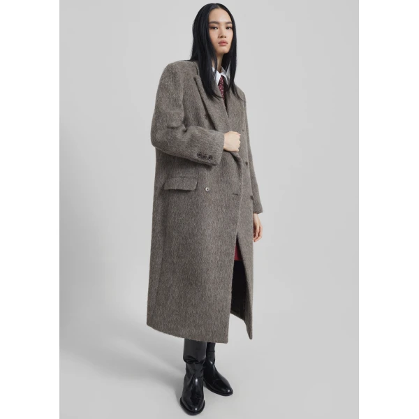 The Frankie Shop Sormark Brushed Wool Coat – Taupe, view 2