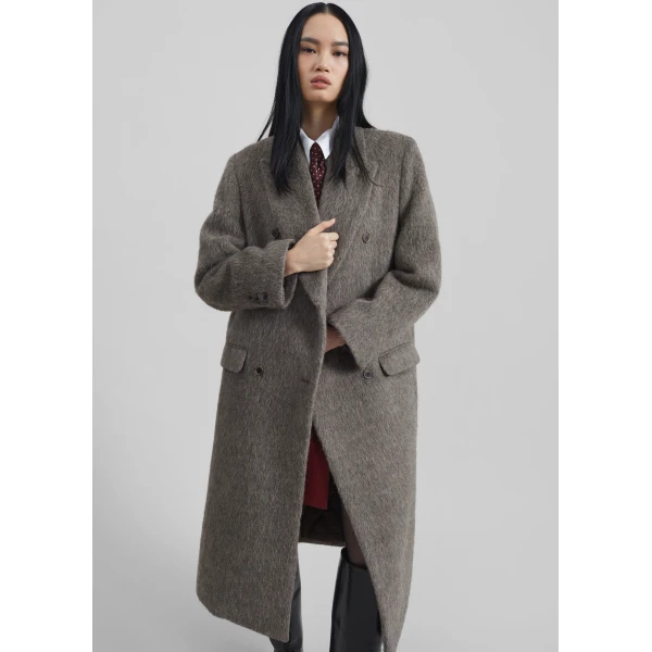 The Frankie Shop Sormark Brushed Wool Coat – Taupe, view 3