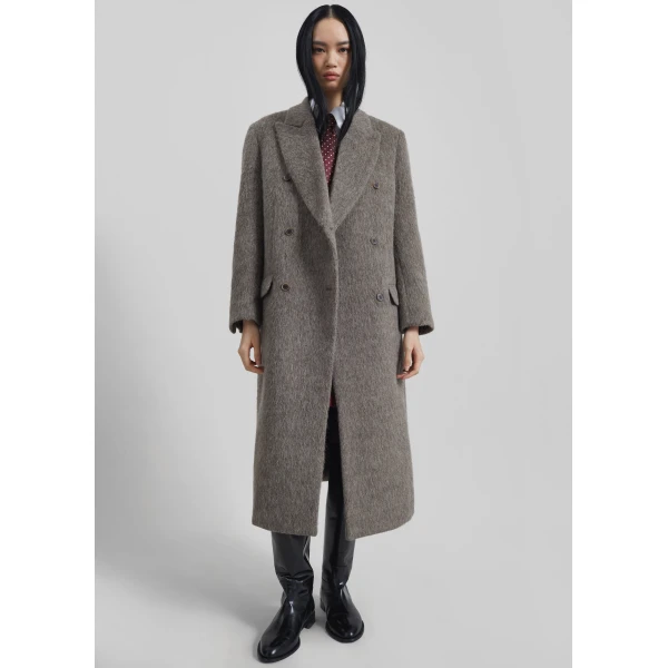 The Frankie Shop Sormark Brushed Wool Coat – Taupe, view 6