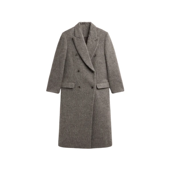 The Frankie Shop Sormark Brushed Wool Coat - Taupe - Oversized Minimalist Coats in Beige - Shop at Luxury Shoes 
