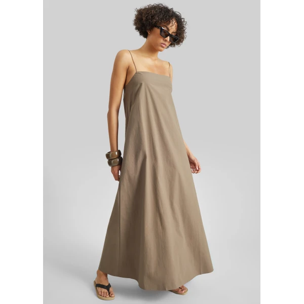 The Frankie Shop Square Cami Sundress - Birch - Oversized Minimalist Dresses in Beige - Shop at Luxury Shoes 