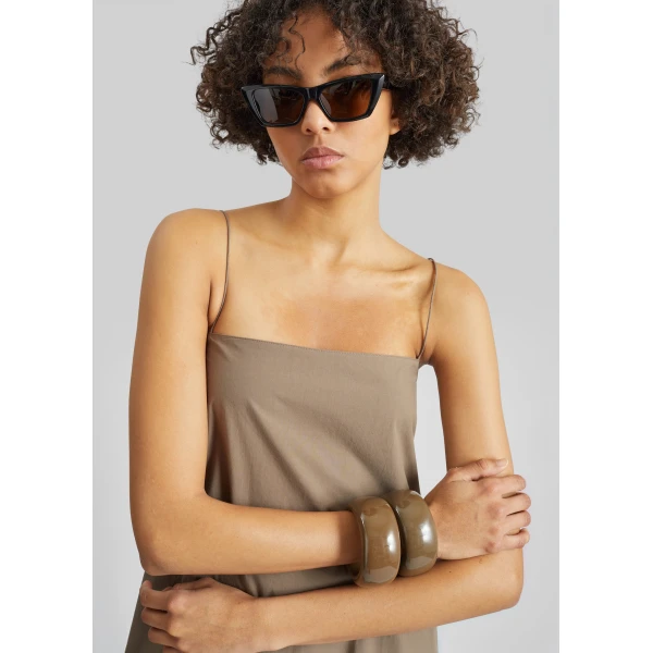The Frankie Shop Square Cami Sundress - Birch - Oversized Minimalist Dresses in Beige - Shop at Luxury Shoes 