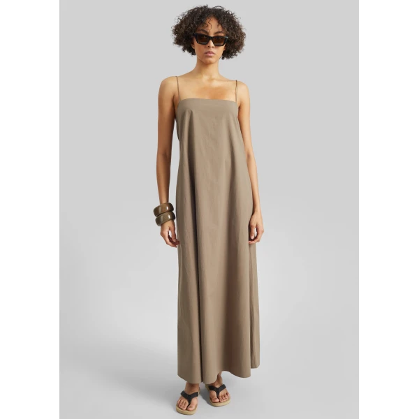 The Frankie Shop Square Cami Sundress - Birch - Oversized Minimalist Dresses in Beige - Shop at Luxury Shoes 
