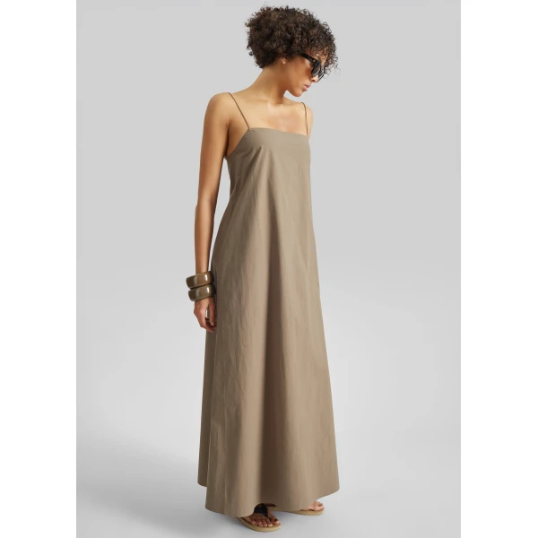 The Frankie Shop Square Cami Sundress - Birch - Oversized Minimalist Dresses in Beige - Shop at Luxury Shoes 