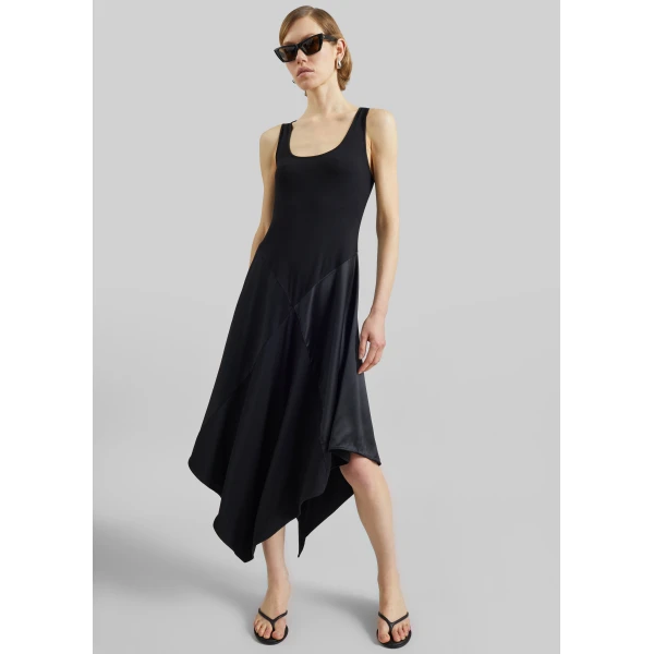 The Frankie Shop Square Dress - Black - Oversized Minimalist Dresses in Black - Shop at Luxury Shoes 