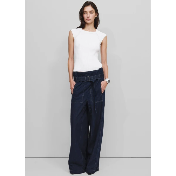 The Frankie Shop Square Jeans - Navy - Oversized Minimalist Pants in Blue - Shop at Luxury Shoes 