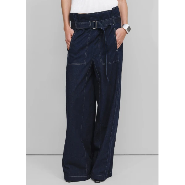The Frankie Shop Square Jeans - Navy - Oversized Minimalist Pants in Blue - Shop at Luxury Shoes 