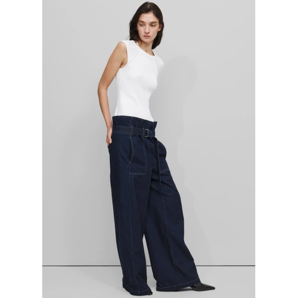 The Frankie Shop Square Jeans - Navy - Oversized Minimalist Pants in Blue - Shop at Luxury Shoes 