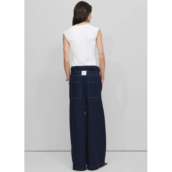 The Frankie Shop Square Jeans - Navy - Oversized Minimalist Pants in Blue - Shop at Luxury Shoes 
